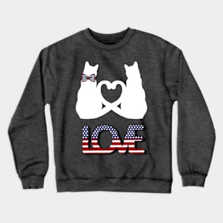 Two white cats in love in american style Crewneck Sweatshirt